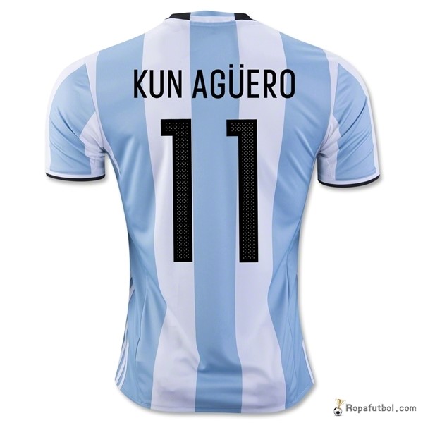 Camiseta Argentina Replica Primera Ropa Kun Aguero 2016 Claro Azul